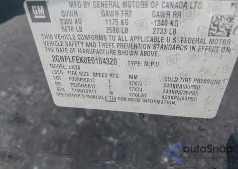 2014 Chevrolet Equinox 1Lt z USA, uszkodzony, nr VIN 2GNFLFEK8E6184320